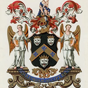 Coat of Arms of the Hospital in the parish of St Thomas, Southwark (coloured engraving)
