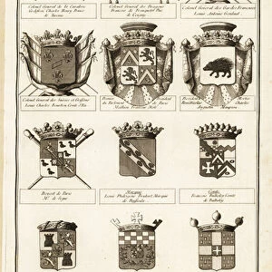 Coats of arms of the French dignitaries, 18th century. 1763 (engraving)