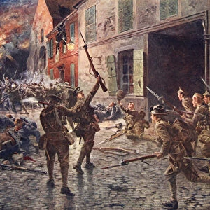 The Coldstream Guards at Landrecies, August 1914 (colour litho)