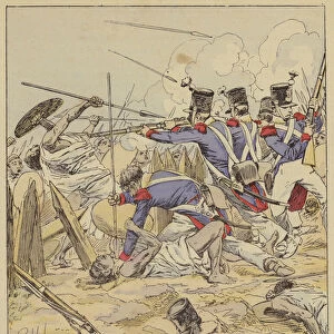 Combat devant Tamatave en 1829 (colour litho)