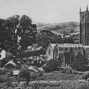 Combe Martin Church from North East (b / w photo)