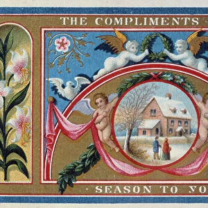 "Compliments of the Season", Victorian card (chromolitho)