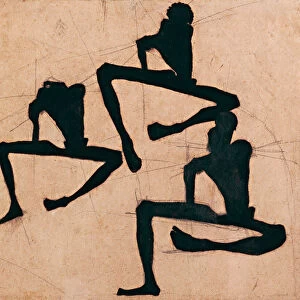 Composition avec trois hommes nus - Composition with Three Male Nudes - By Egon Schiele (1890-1918), Ink on paper, 1910 (18, 5x20, 3 cm) - Leopold Museum, Vienna
