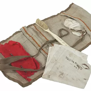 Confederate soldier's sewing kit and toothbrush
