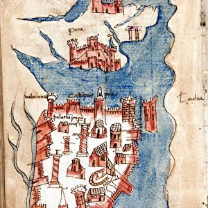 Constantinople, manuscript map of Venice of the 15th century