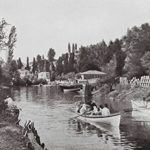Constantinople: The Sweet Waters of Asia (b / w photo)