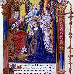 Coronation of the Virgin, Latin text, book of hours, 16th