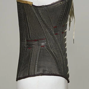 Corset (view G), 1840-50 (cotton, metal, leather & satin)