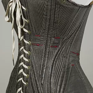 Corset (view K), 1840-50 (cotton, metal, leather & satin)