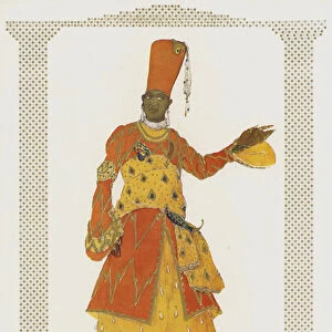 Costume design for the Eunuch in a Ballets Russes production of Scheherazade (colour litho)