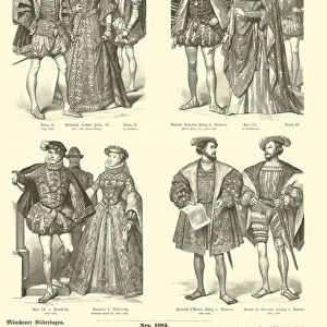 Costume of French royalty and nobility, 16th Century (engraving)