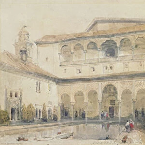 The Court of Myrtles, Alhambra (or Hall of Myrtles, Alhambra) 1833 (pencil & w/c on paper)