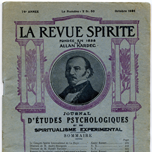 Cover of a number of "La revue spirite"portrait of founder Allan Kardec
