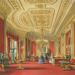 The Crimson Drawing Room, Windsor Castle, 1838 (chromolitho)