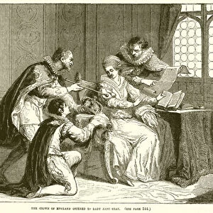 The Crown of England offered to Lady Jane Gray (engraving)
