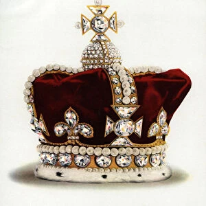 The Crown of Queen Mary of Modena from the Crown Jewels of England, 1919 (colour litho)