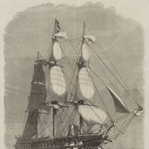 Cruise of His Royal Highness Prince Alfred, Her Majestys Ship "St George, "90 Guns (engraving)