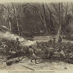 The Cuban Insurrection, Engagement between Insurgents and Spanish Troops in the River Hondo (engraving)
