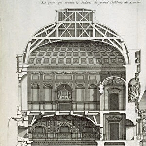 Cutaway showing the main hall of the Louvre, from L architecture francoise
