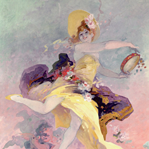 Dancer with a Basque Tambourine (oil on canvas)
