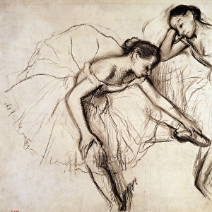 Two Dancers Resting (charcoal on paper)