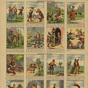 Two Danish fairytales told in cartoon strip form (litho)