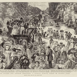A Days outing for London Children, a Sunday School Treat in Bushey Park (litho)