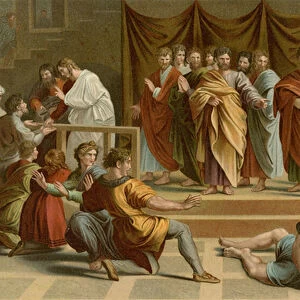 Death of Ananias (colour litho)
