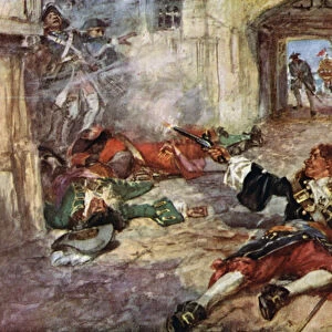 Death of Davis, the Pirate (colour litho)