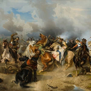 Death of King Gustav II Adolf of Sweden at the Battle of Lutzen, 1855 (oil on canvas)