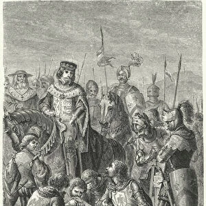 The death of Manfred of Sicily at the Battle of Benevento, 1266 (engraving)