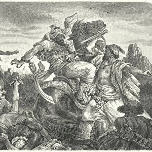 Death of the Ottoman Sultan Murad I at the Battle of Kosovo, 1389 (engraving)
