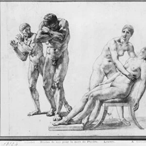 Death of Phaedra, prepatory sketch for the illustration of Racines Complete Works