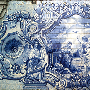Decorative panel depicting the Annunciation, Lamego, Portugal. 1738 (ceramic tiles)