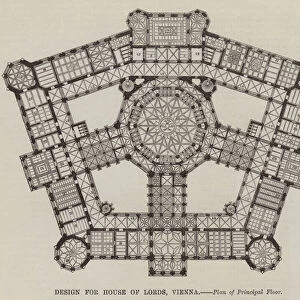 Design for House of Lords, Vienna, Plan of Principal Floor (engraving)