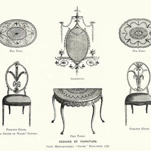 Designs of Furniture (coloured engraving)