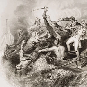 Desperate Encounter in gun-boats between Nelson and Don Miguel Tyrason, illustration