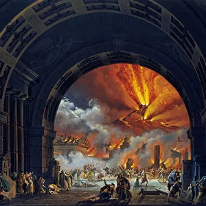 The destruction of Pompei. (Vesuve eruption) Oil painting for the opera by Giovanni