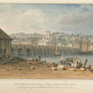 Devonshire - Bideford - Bridge and Town, 1827 (w / c on paper)