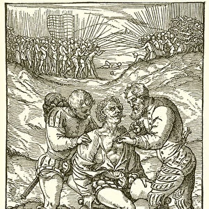 Devotion of man to man--Caring for a Wounded Soldier (engraving)