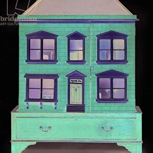 Dolls house on associated base with drawer (wood)