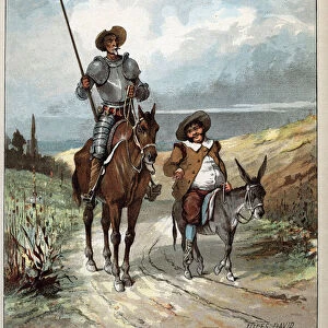 Don Quixote and Sancho Panza - Illustration of Jules David (1808-1892