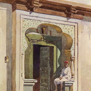 A Doorway, Poona (colour litho)