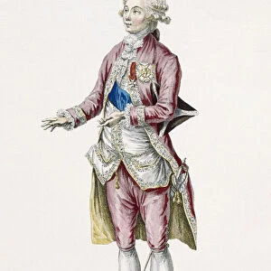 Duke in country attire decorated with the Kings Orders, engraved by Dupin