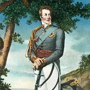 The Duke Of Wellington, Battle Of Waterloo, 1815 (colour litho)