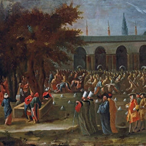 The Dutch ambassador with his retinue being received by Sultan Ahmed III at the Topkapi