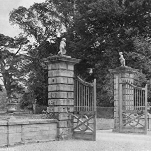 East Entrance Gates from Courtyard (b / w photo)