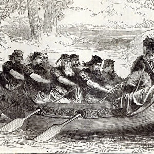 Edgar the Pacific being rowed down the River Dee by Eight Tributary Princes, illustration
