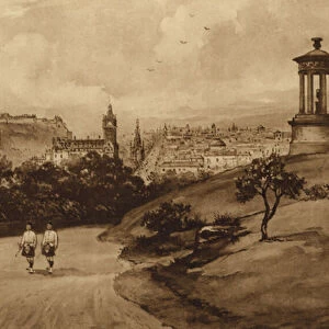 Edinburgh: From Dugald Stewarts Monument, Calton Hill (litho)