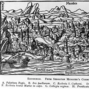 Edinburgh, illustration from Sebastian Munsters Cosmographia, 1550